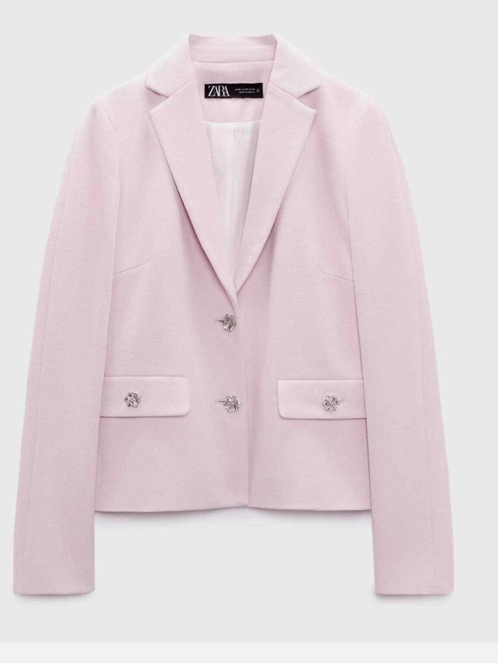 Zara Light Pink Textured Single-Breasted Blazer, size XS